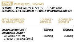 Evolite Nutrition Choline Bitartrate 500 mg 120 Vcaps