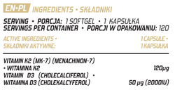 Evolite Nutrition Vitamin D3+K2 120 Softgels